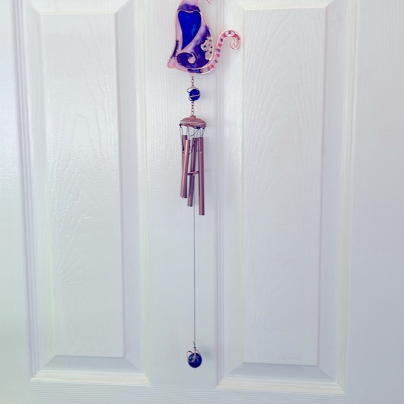 NWT Cat Windchime, stained glass with glass balls - Picture 4 of 5